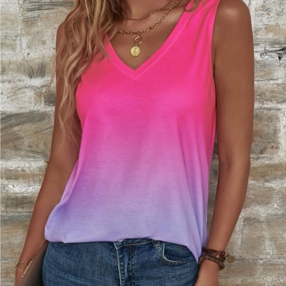 New V-neck ombre sleeveless top - Picture 7 of 7